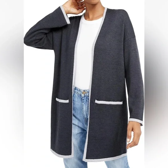 Eileen Fisher merino wool cardigan long duster versatile sustainable womens sz M - Picture 1 of 12